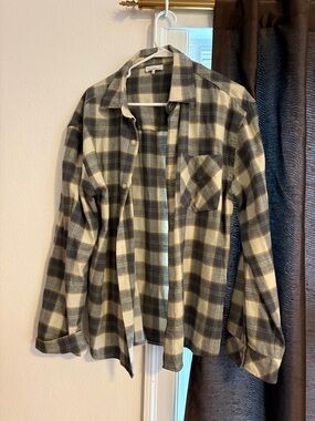 WeWoreWhat Plaid Button-Down Shirt - Black & Cream